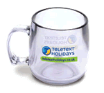 clear plastic mug